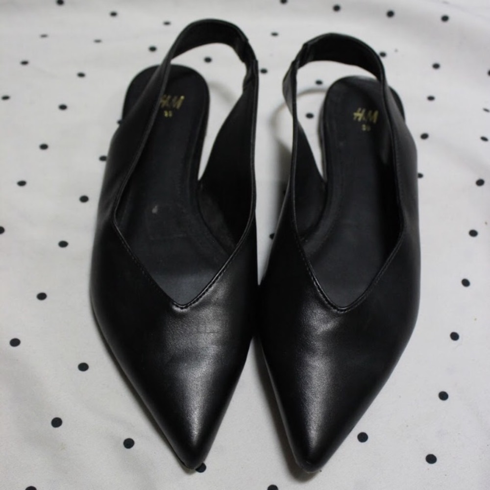 BLACK SLING BACK HM FLATS